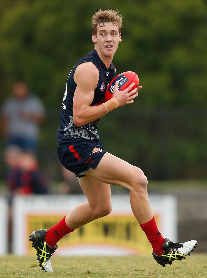 AFL 2016 Training - Melbourne Intra-Club Match MELBOURNE, AUSTRALIA - FEBRUARY 19: Oscar McDonald of the Demons in action during the Melbourne Demons intra-club match at Casey Fields in Melbourne on February 19, 2016. (Photo by Michael Willson/AFL Media)